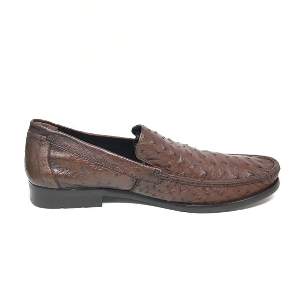 Men\'s Mezlan Platinum Cannes Loafers Shoes Size 12 Brown Full Ostrich Quill main image 4